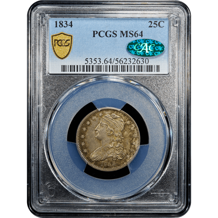 1834 Capped Bust Quarter (25c) Obverse Slab Image