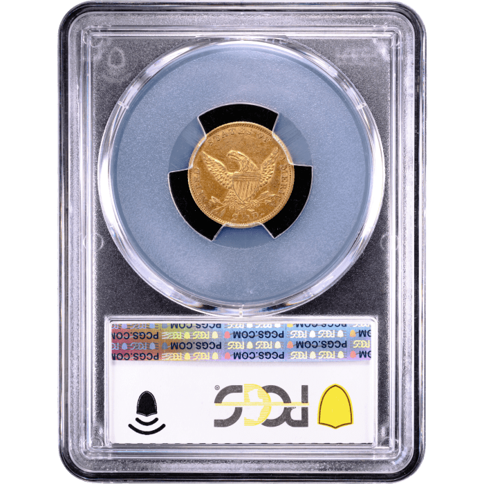 1834 Classic Head Gold Quarter Eagle ($2.50) Reverse Slab Image