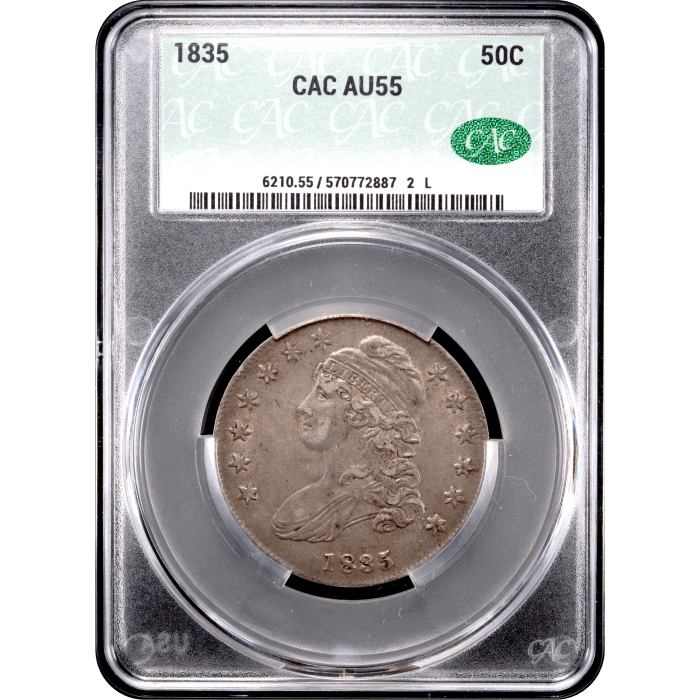 1835 Capped Bust Half Dollar (50c) Obverse Slab Image