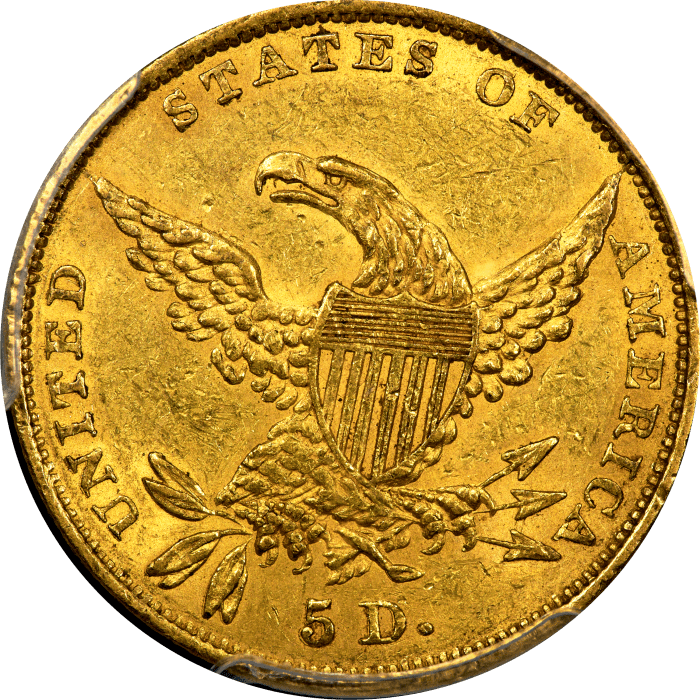 1835 Classic Head Gold Half Eagle ($5) REVERSE Image