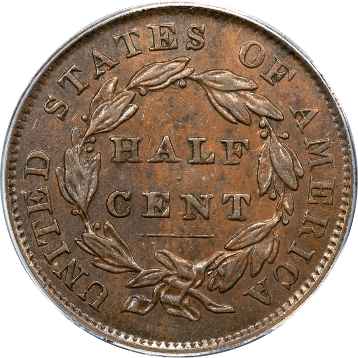 1835 Classic Head Half Cent (1/2c) REVERSE Image