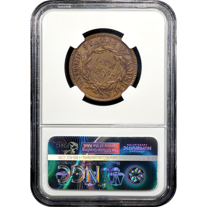 1835 Coronet Large Cent (1c) Head of 1836 Reverse Slab Image