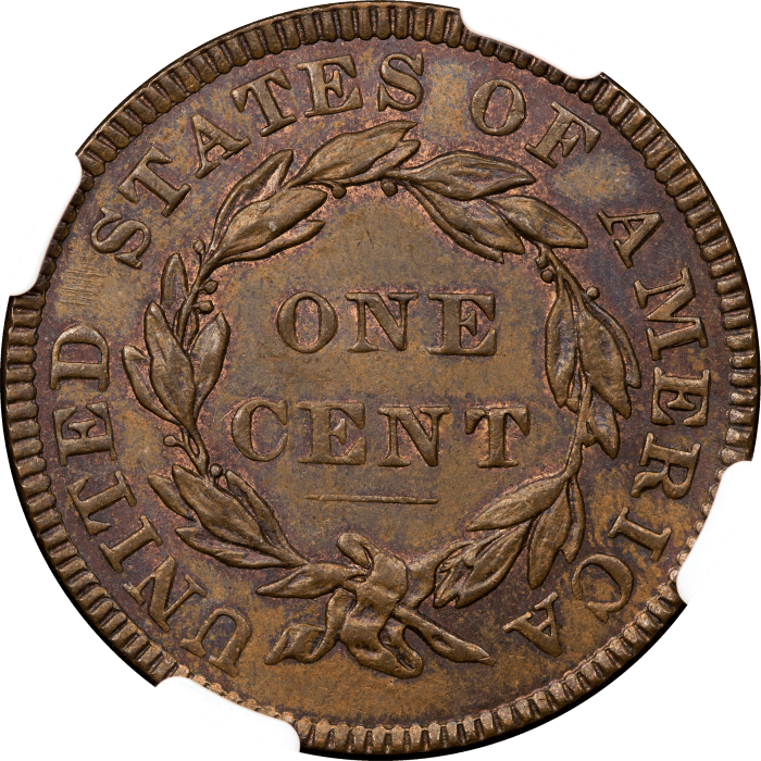 1835 Coronet Large Cent (1c) Head of 1836 Reverse Image