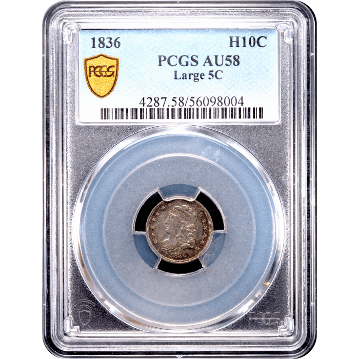 1836 Capped Bust Half Dime (H10C) Large 5C Obverse Slab Image