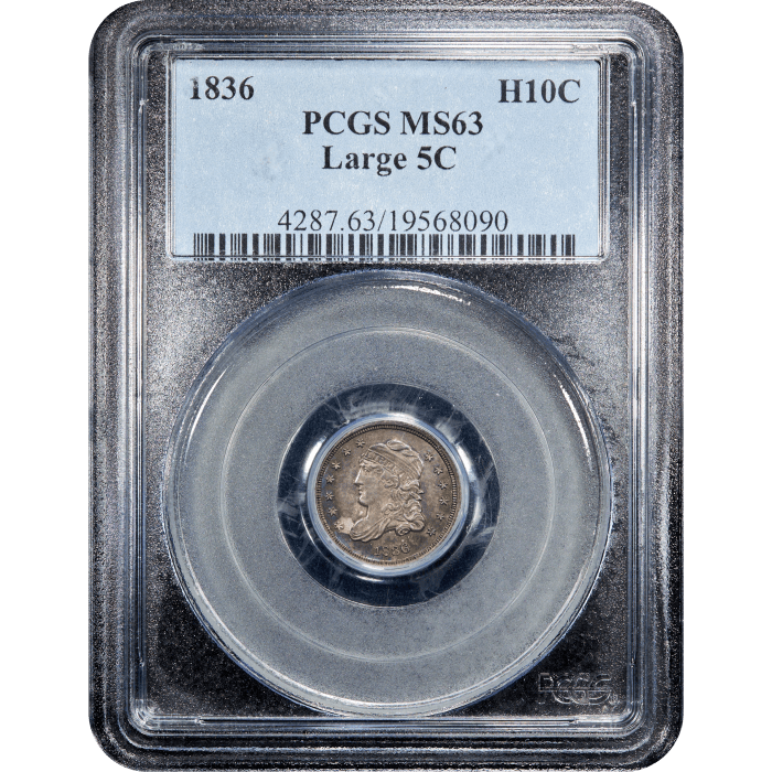 1836 Capped Bust Half Dime (h10c) Large 5C Obverse Slab Image