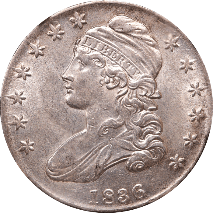 1836 Capped Bust Half Dollar (50c) Lettered Edge Obverse Image