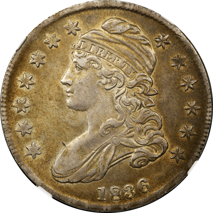 1836 Capped Bust Half Dollar (50c) Lettered Edge Obverse Image