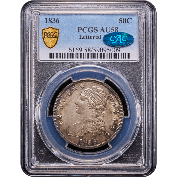 1836 Capped Bust Half Dollar (50c) Lettered Edge Obverse Slab Image