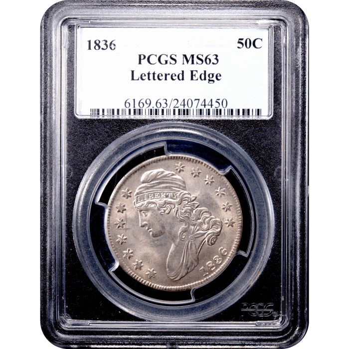 1836 Capped Bust Half Dollar (50c) Lettered Edge Obverse Slab Image