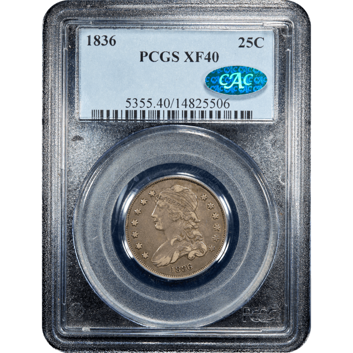 1836 Capped Bust Quarter (25c) Obverse Slab Image