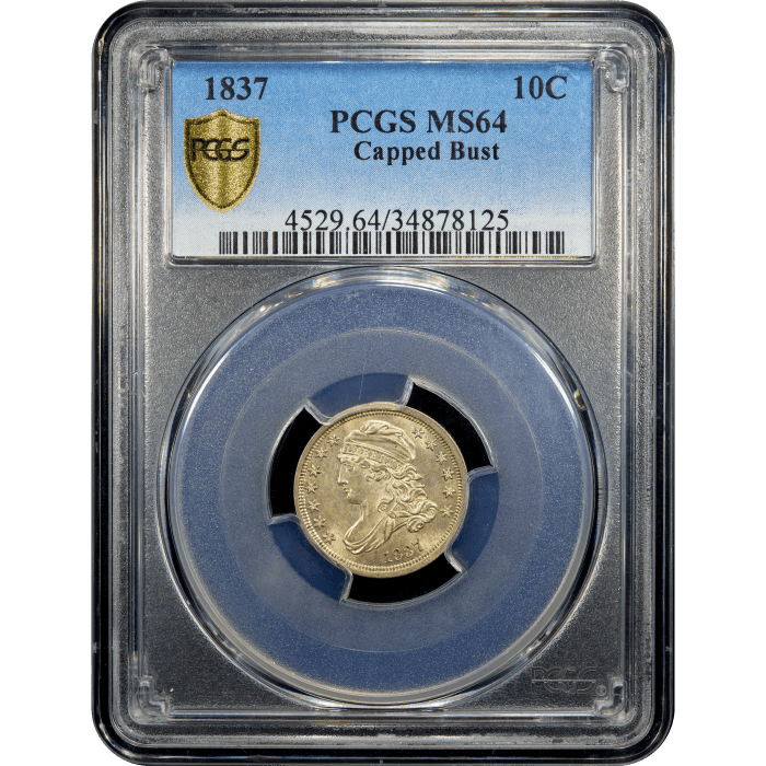 1837 Capped Bust Dime (10c) Obverse Slab Image