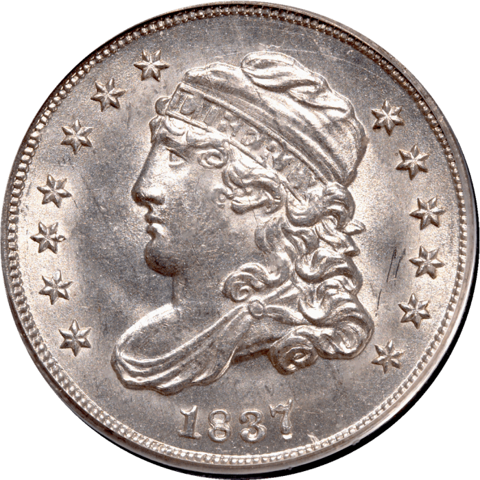 1837 Capped Busy Half Dime (H10C) Large 5C OGH Obverse Image