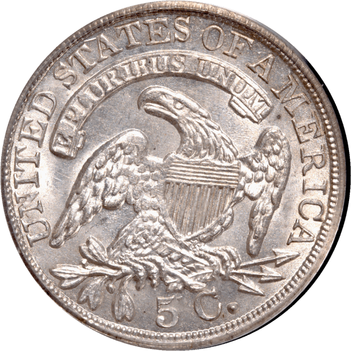 1837 Capped Busy Half Dime (H10C) Large 5C OGH REVERSE Image