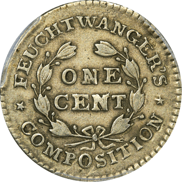1837 Feuchtwanger Cent (1c) HT-268 REVERSE Image