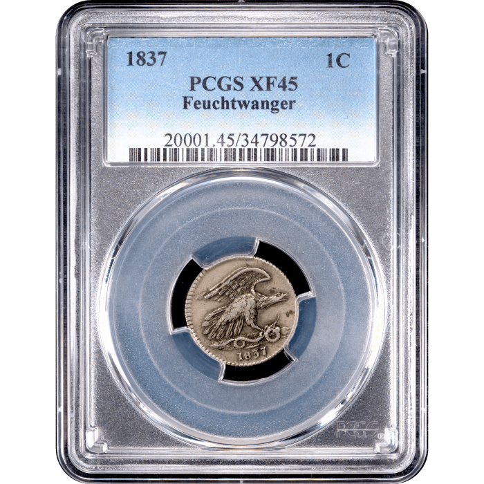 1837 Feuchtwanger Cent (1c) HT-268 Obverse Slab Image