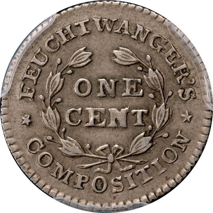 1837 Feuchtwanger Cent (1c) HT-268 Reverse Image