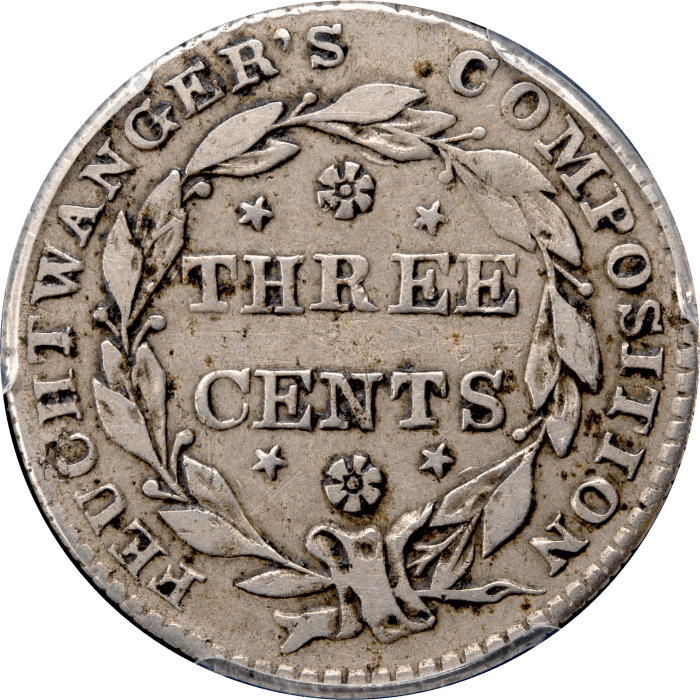 1837 Feuchtwanger Three Cents (3c) HT-262 REVERSE Image