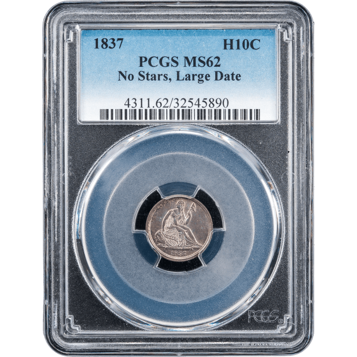 1837 Large Date Seated Liberty Half Dime (H10C) SLAB Image