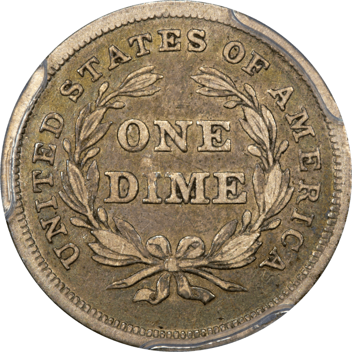 1837 Seated Liberty Dime (10c) No Stars, Large Date Reverse Image