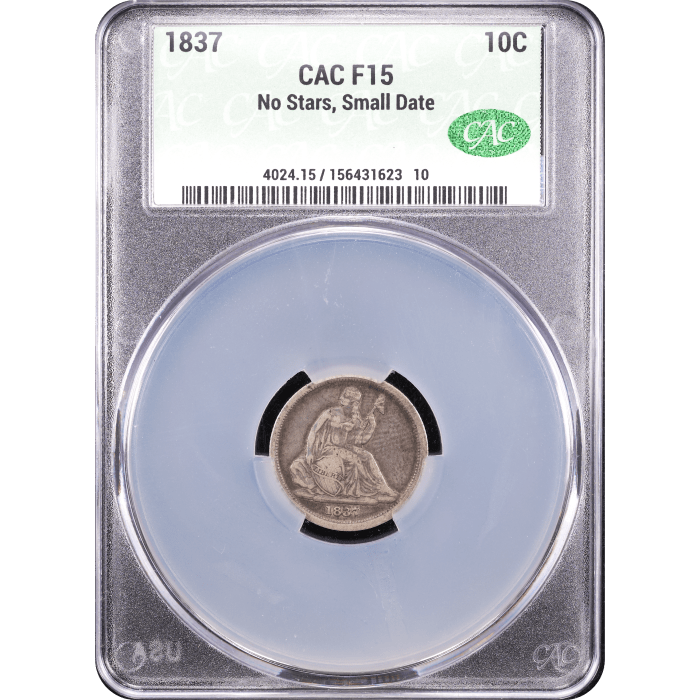 1837 Seated Liberty Dime (10c) Small Date Obverse Slab Image