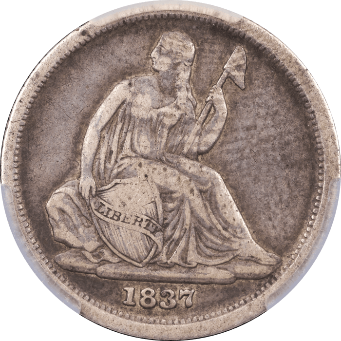 1837 Seated Liberty Dime (10c) Small Date Obverse Image