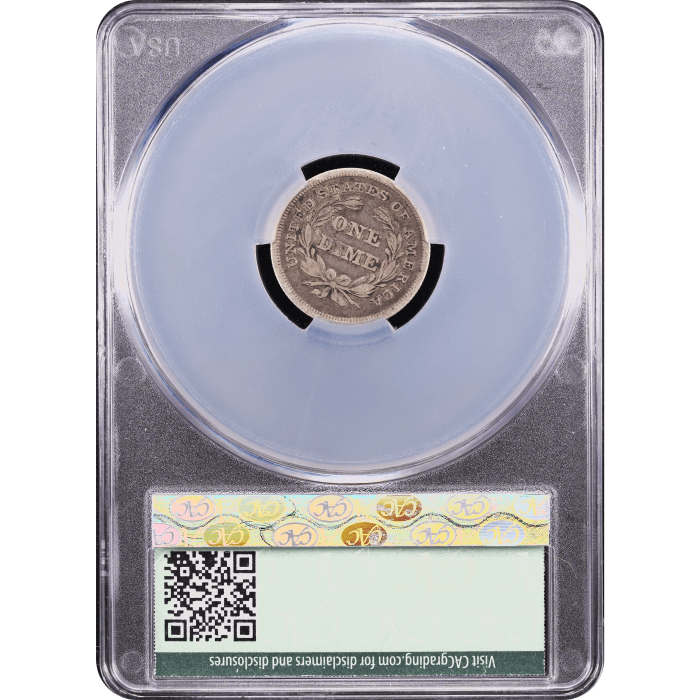 1837 Seated Liberty Dime (10c) Small Date Reverse Slab Image