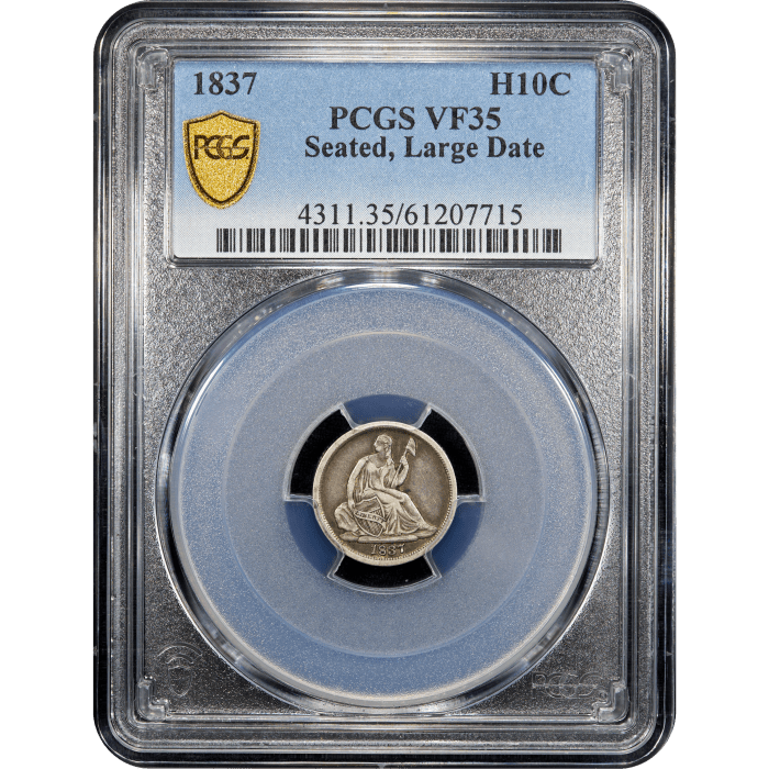 1837 Seated Liberty Half Dime (H10C) Seated Large Date SLAB Image