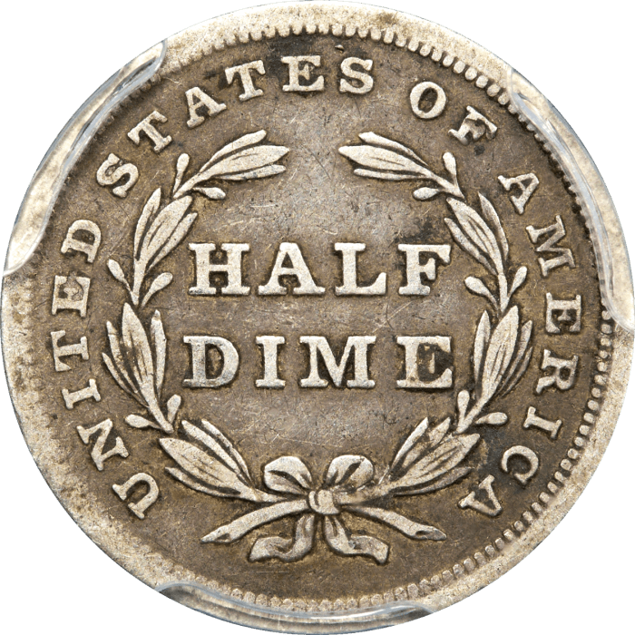 1837 Seated Liberty Half Dime (H10C) Seated Large Date REVERSE Image