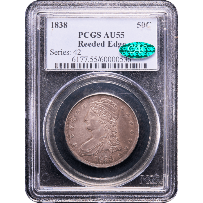 1838 Capped Bust Half Dollar (50c) Obverse Slab Image