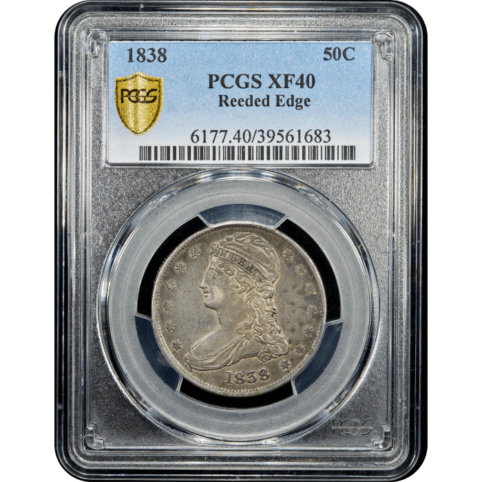 1838 Capped Bust Half Dollar (50c) Reeded Edge Obverse Slab Image