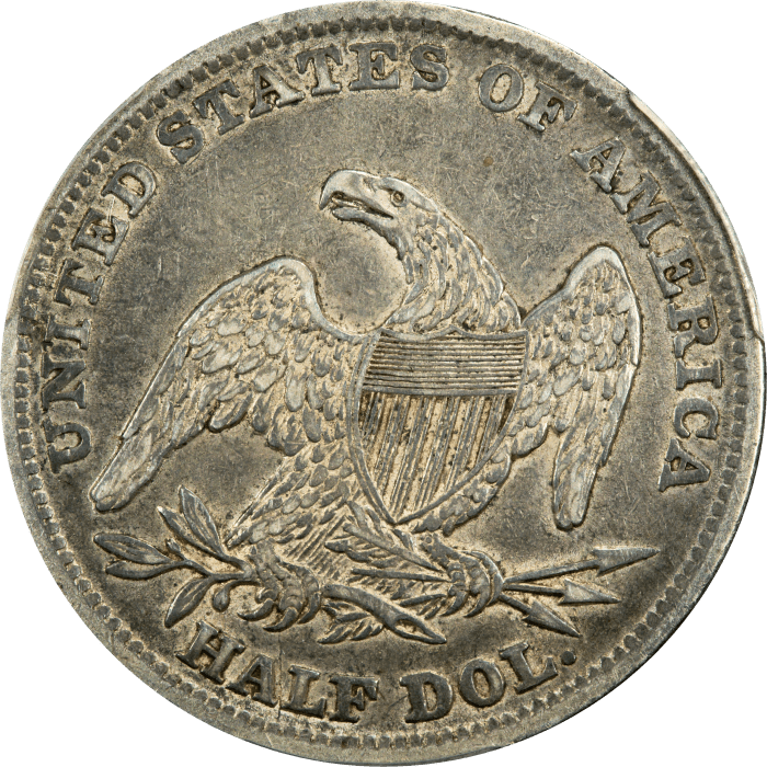 1838 Capped Bust Half Dollar (50c) Reeded Edge Reverse Image