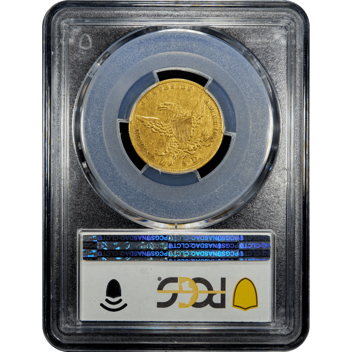 1838 Classic Head Gold Half Eagle ($5) Reverse Slab Image