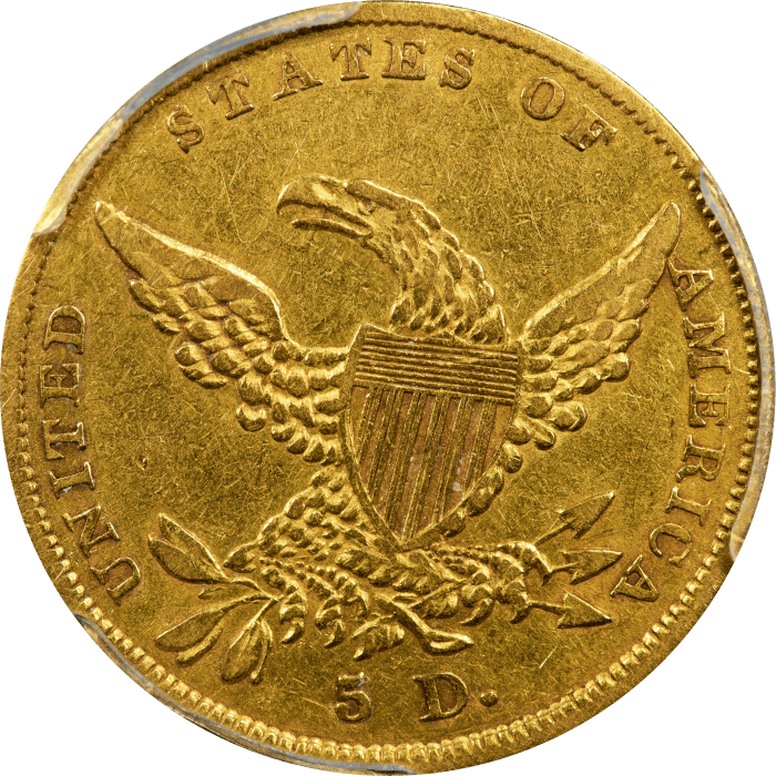 1838 Classic Head Gold Half Eagle ($5) Reverse Image
