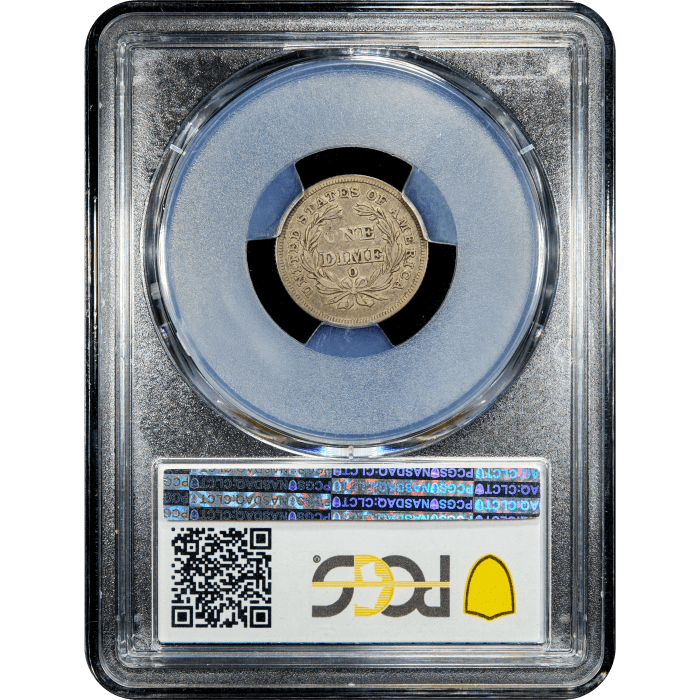 1838-O Seated Liberty Dime (10c) Reverse Slab Image