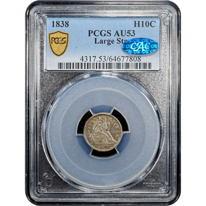 1838 Seated Liberty Half Dime (H10C) No Drapery, Large Stars Obverse Slab Image