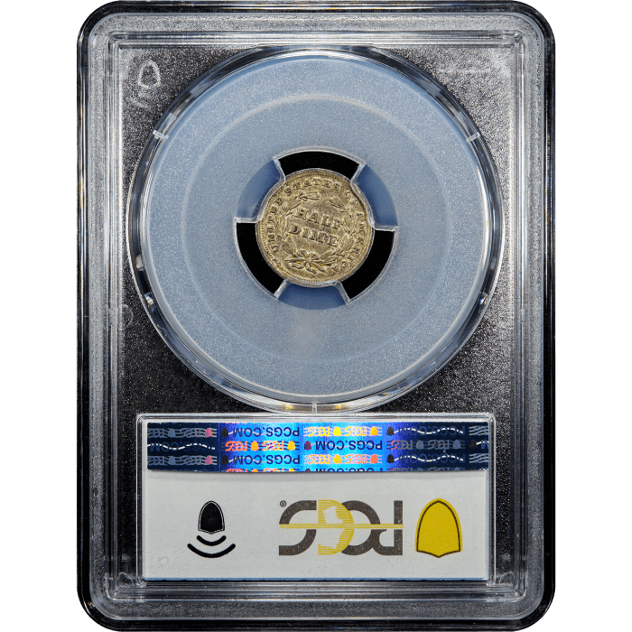 1838 Seated Liberty Half Dime (H10C) No Drapery, Large Stars Reverse Slab Image