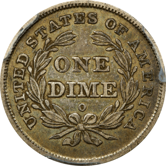 1839-O Seated Liberty Dime (10c) No Drapery REVERSE Image