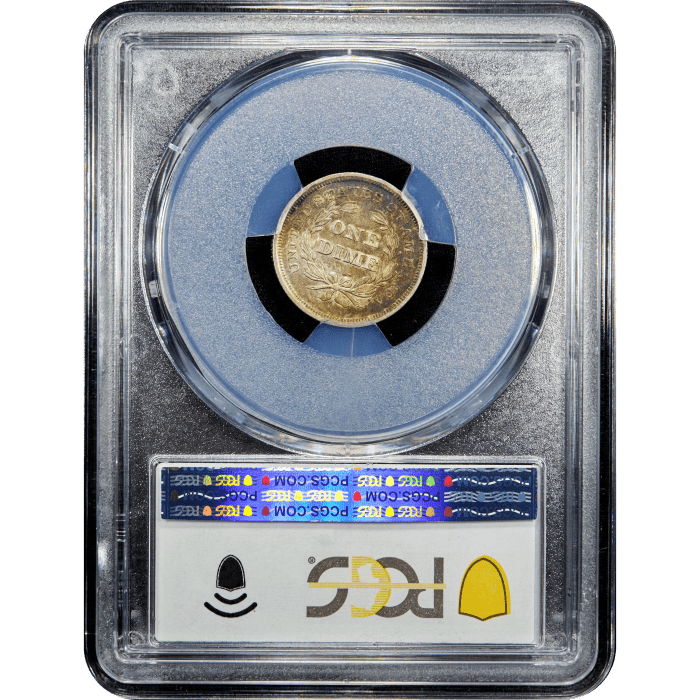 1839 Seated Liberty Dime (10c) No Drapery SLAB Image