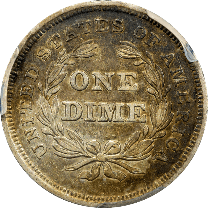 1839 Seated Liberty Dime (10c) No Drapery REVERSE Image
