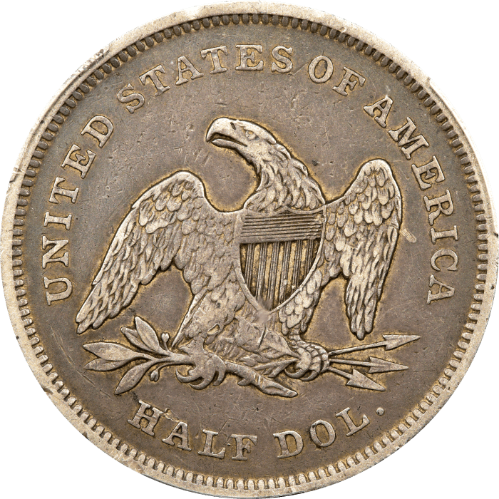 1839 Seated Liberty Half Dollar (50c) Drapery REVERSE Image