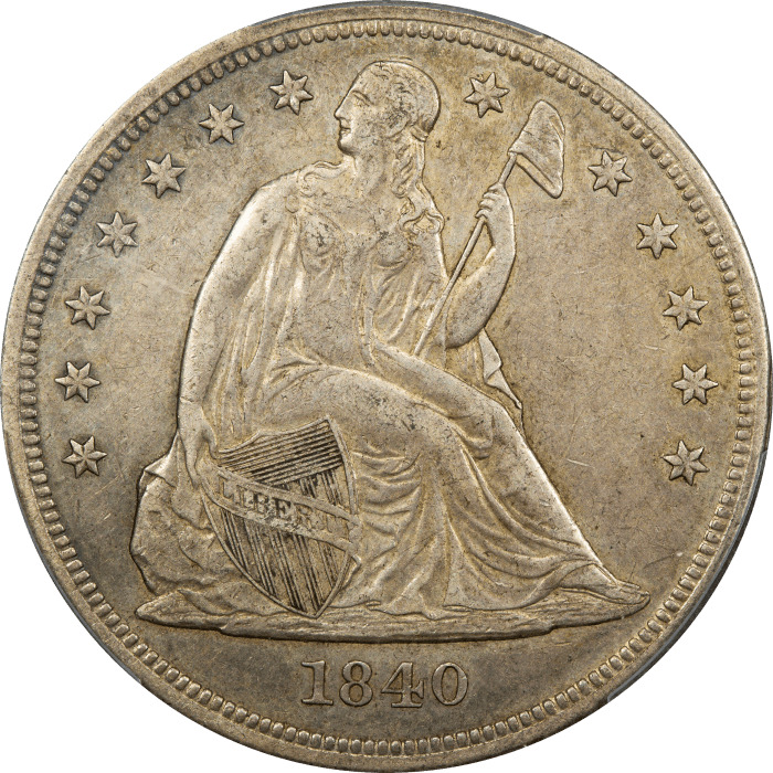 1840 Seated Liberty Dollar ($1) Obverse Image