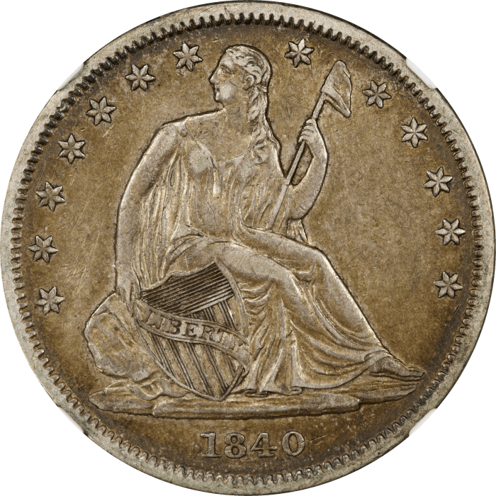 1840 Seated Liberty Half Dollar (50c) Small Letters OBVERSE Image