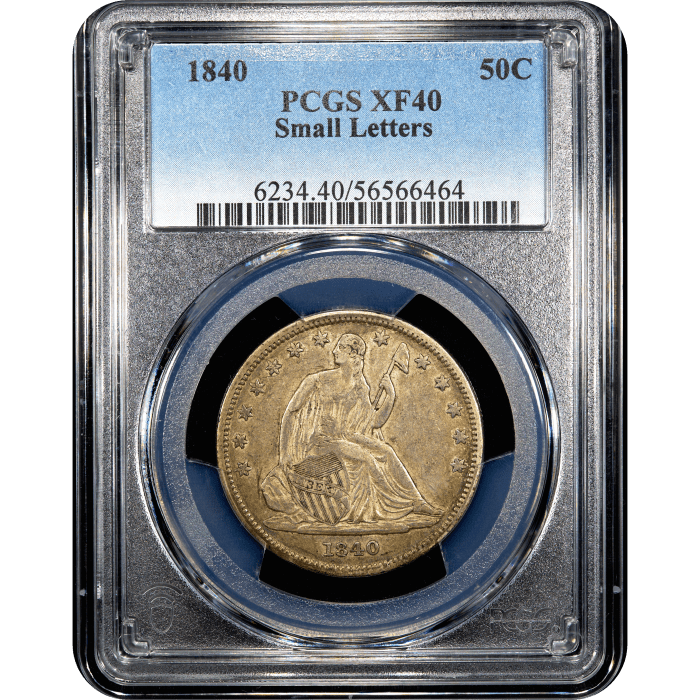 1840 Seated Liberty Half Dollar (50c) Small Letters Obverse Slab Image