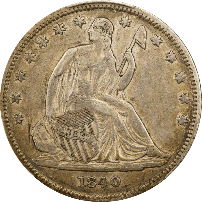 1840 Seated Liberty Half Dollar (50c) Small Letters Obverse Image