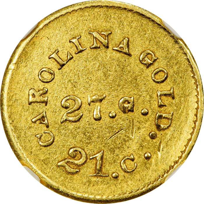 1842-50 A. Bechtler Gold Dollar (G$1) 27G Plain Edge Obverse Image