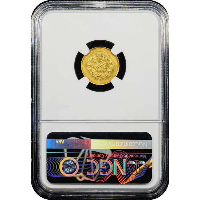 1842-50 A. Bechtler Gold Dollar (G$1) 27G Plain Edge Reverse Slab Image