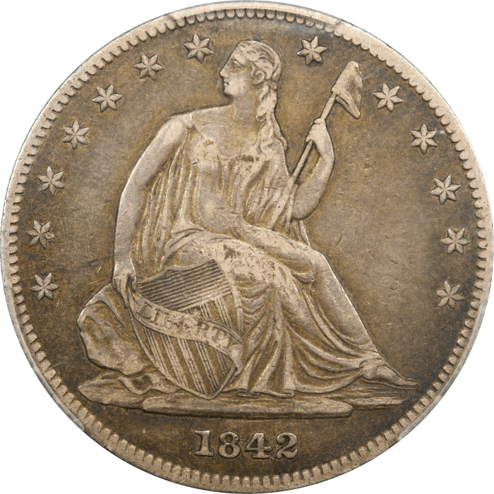 1842-O Seated Liberty Half Dollar (50c) Small Date, Rev of 1839 Obverse Image