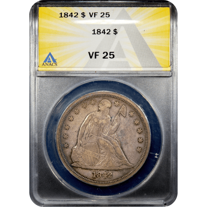 1842 Seated Liberty Dollar ($1) Obverse Slab Image