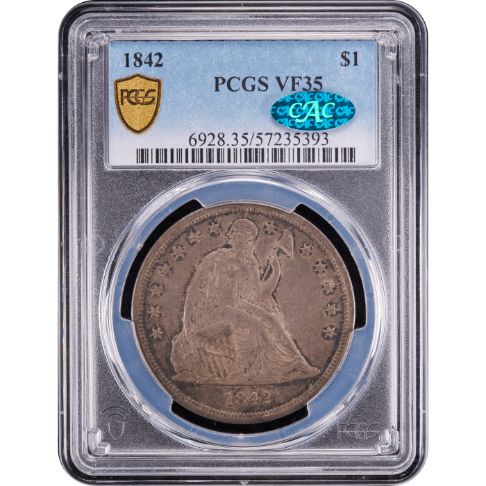 1842 Seated Liberty Dollar ($1) Obverse Slab Image