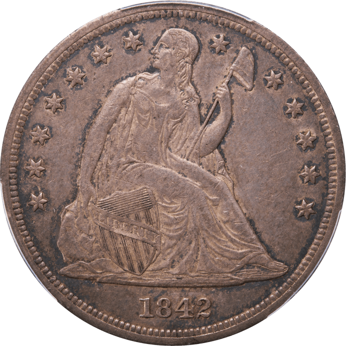 1842 Seated Liberty Dollar ($1) Obverse Image